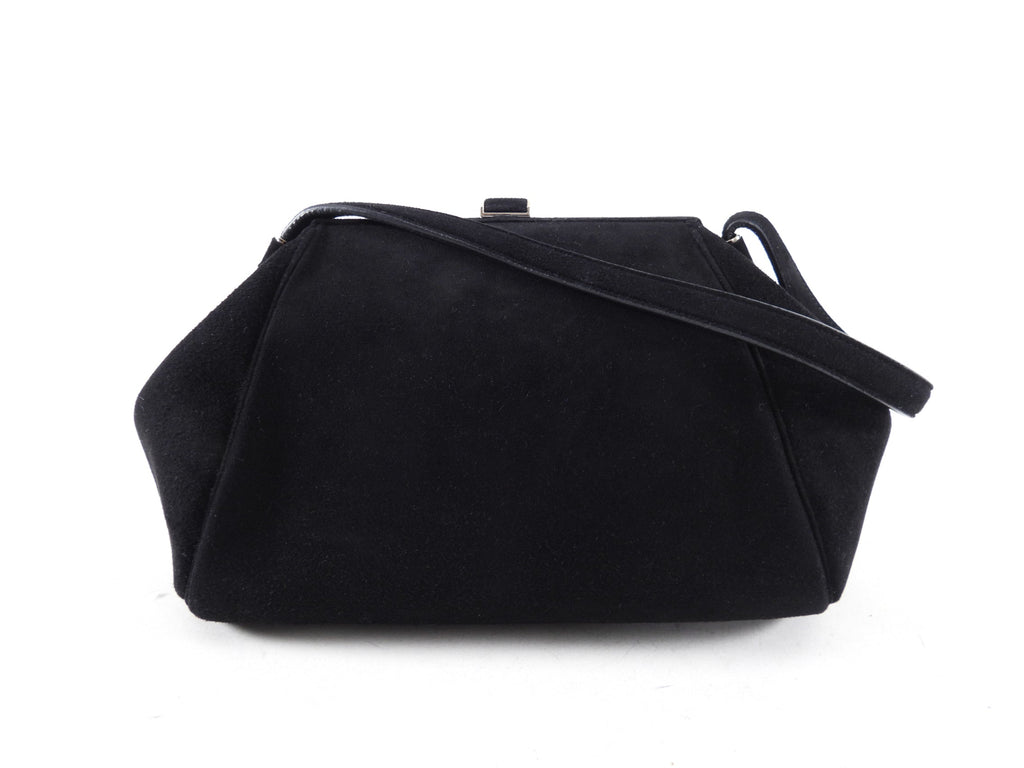 Giorgio Armani Black Suede Frame Handbag