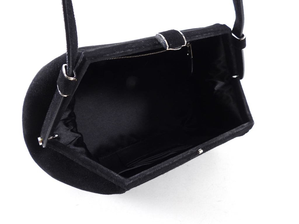 Giorgio Armani Black Suede Frame Handbag