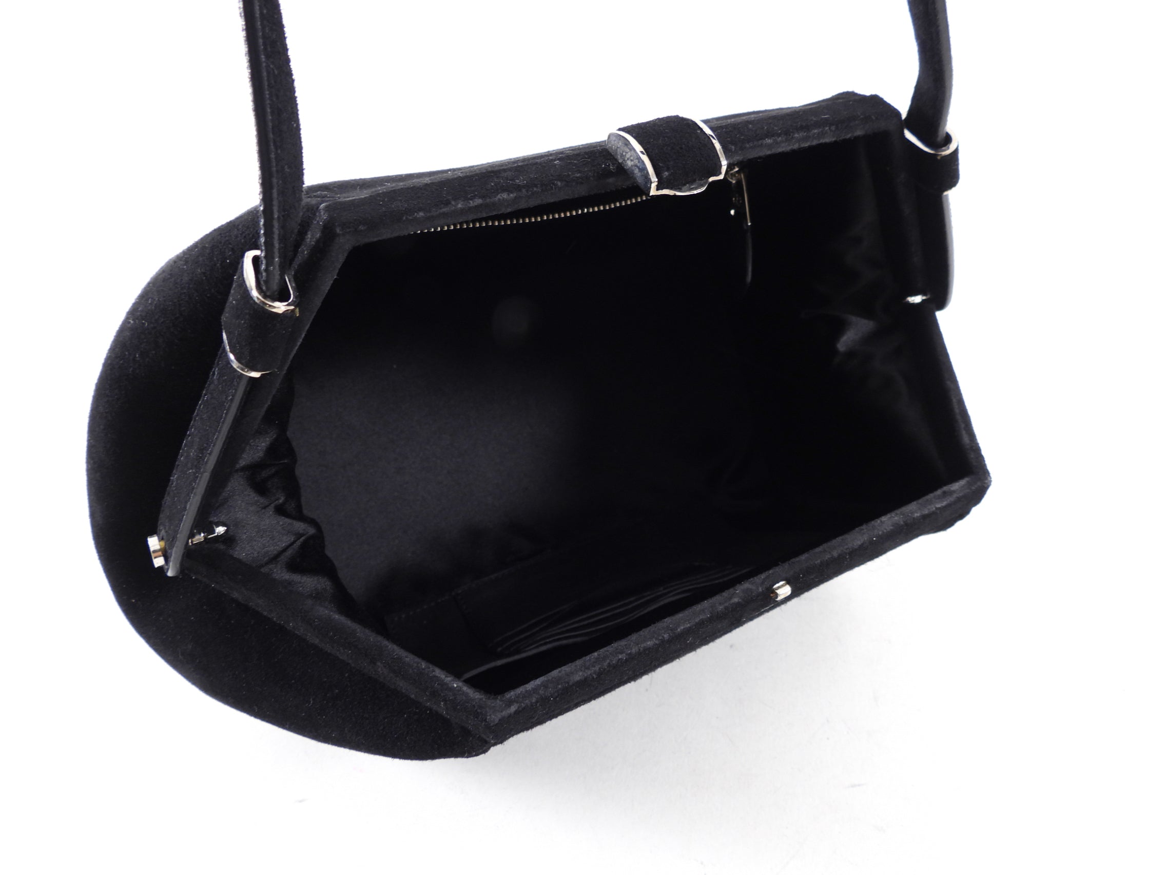 Giorgio Armani Black Suede Frame Handbag