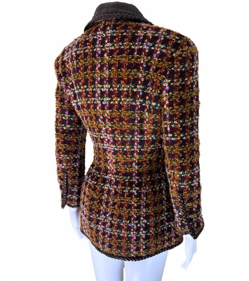 Chanel Vintage 1992 Tweed Leather Jacket