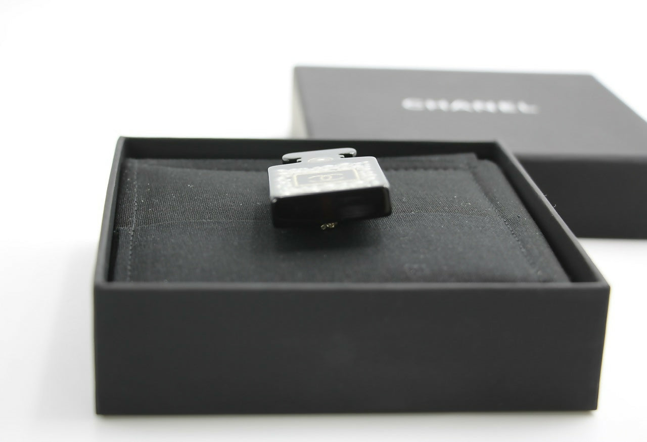 Chanel D18B Black Resin Bubble Perfume Bottle Brooch
