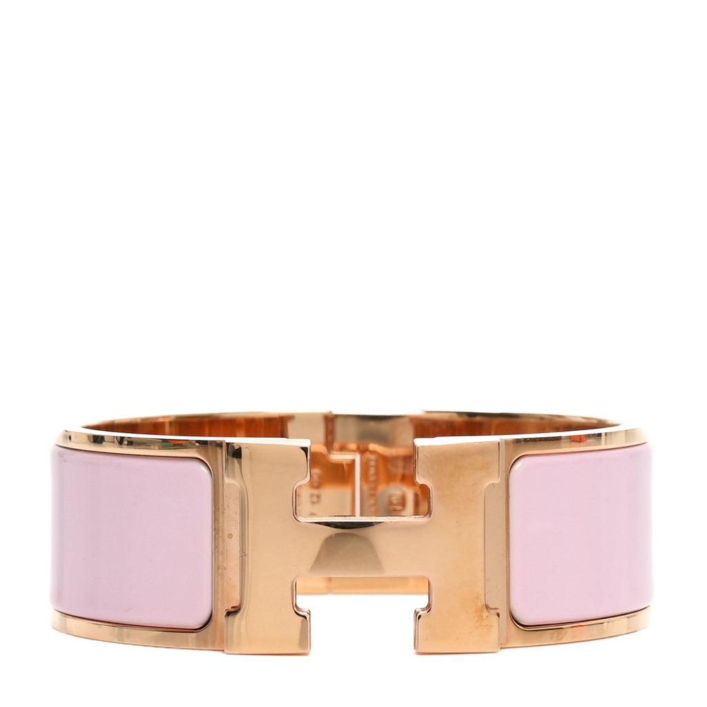 Enamel Wide Clic Clac H Bracelet PM Rose Dragee