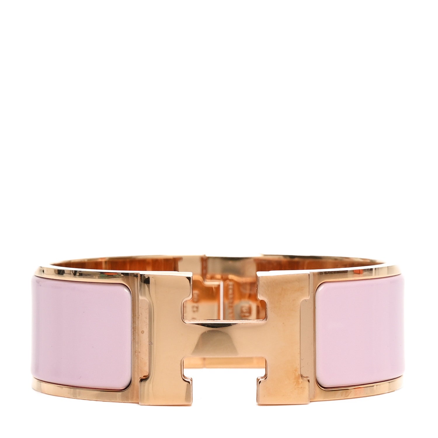 Enamel Wide Clic Clac H Bracelet PM Rose Dragee