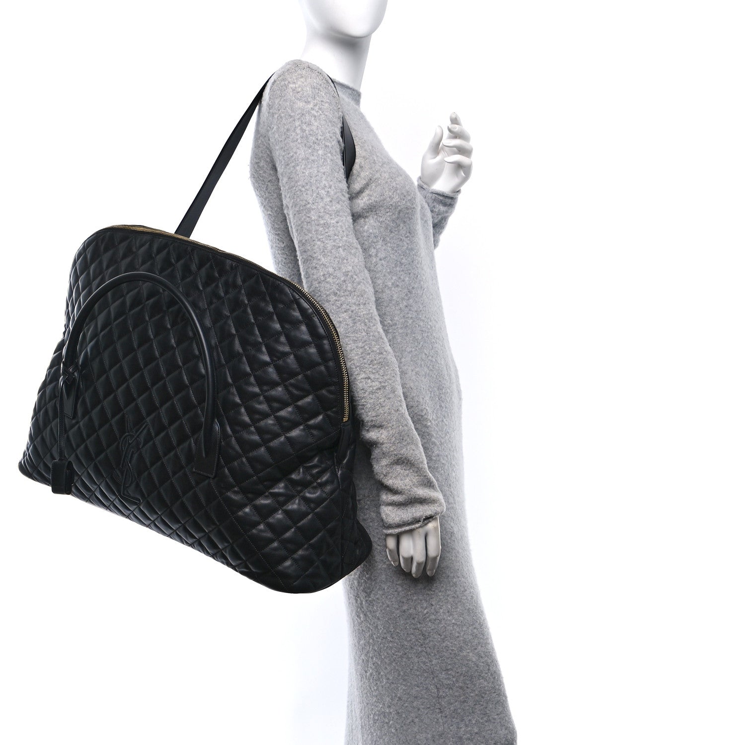 Calfskin Quilted ES Giant Travel Bag Black