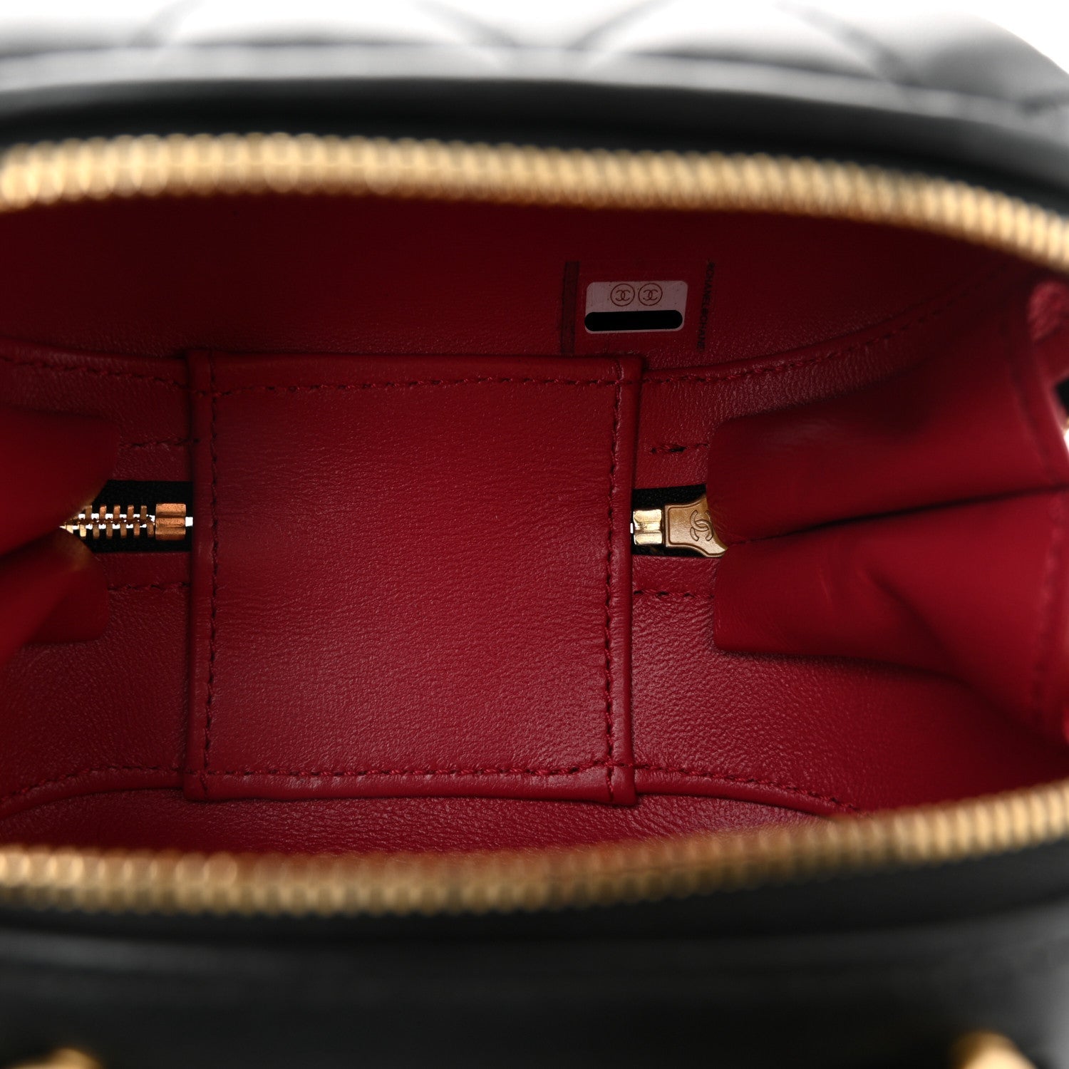 Lambskin Quilted Small CC Bubble Vanity Case With Chain Black