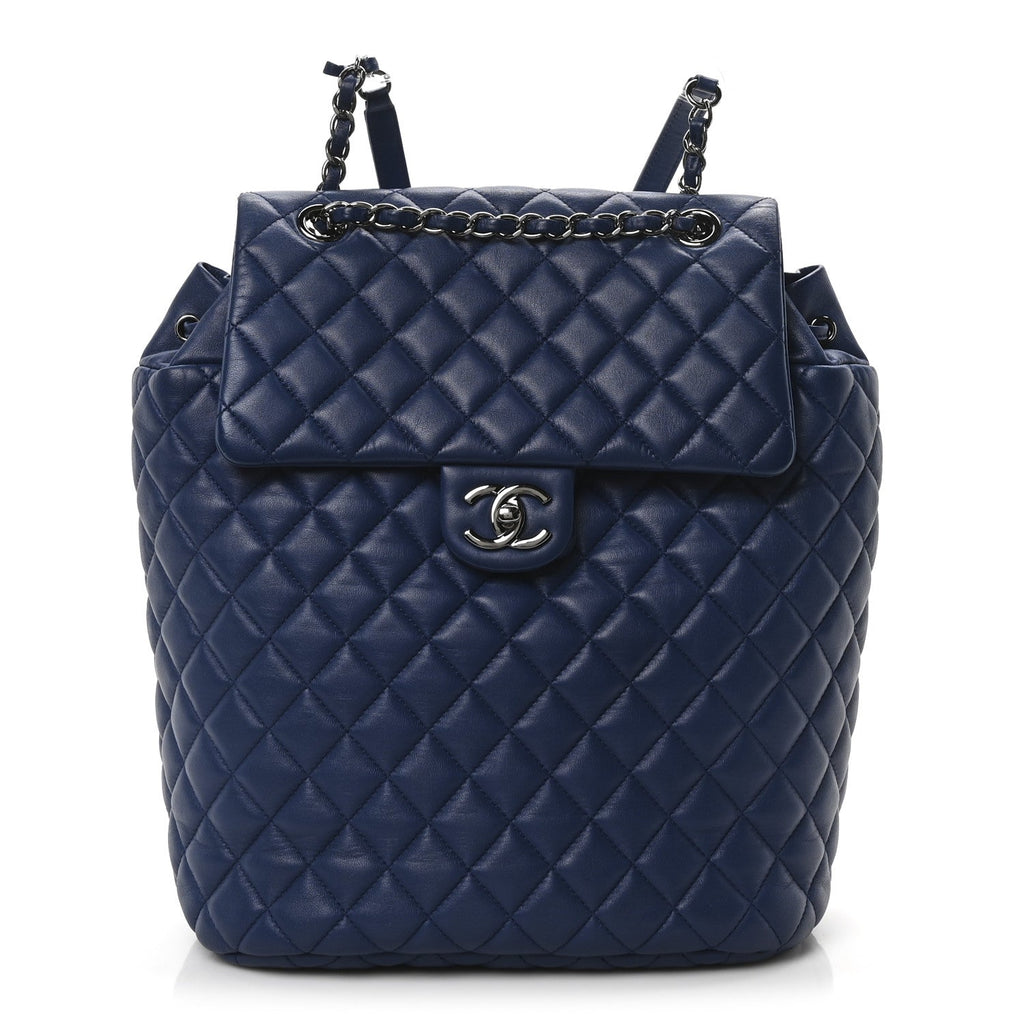 Lambskin Quilted Large Urban Spirit Backpack Blue