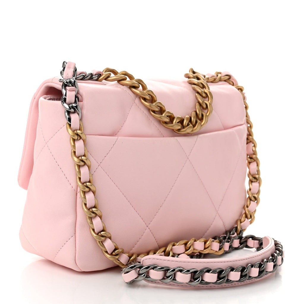Lambskin Quilted Medium Chanel 19 Flap Light Pink