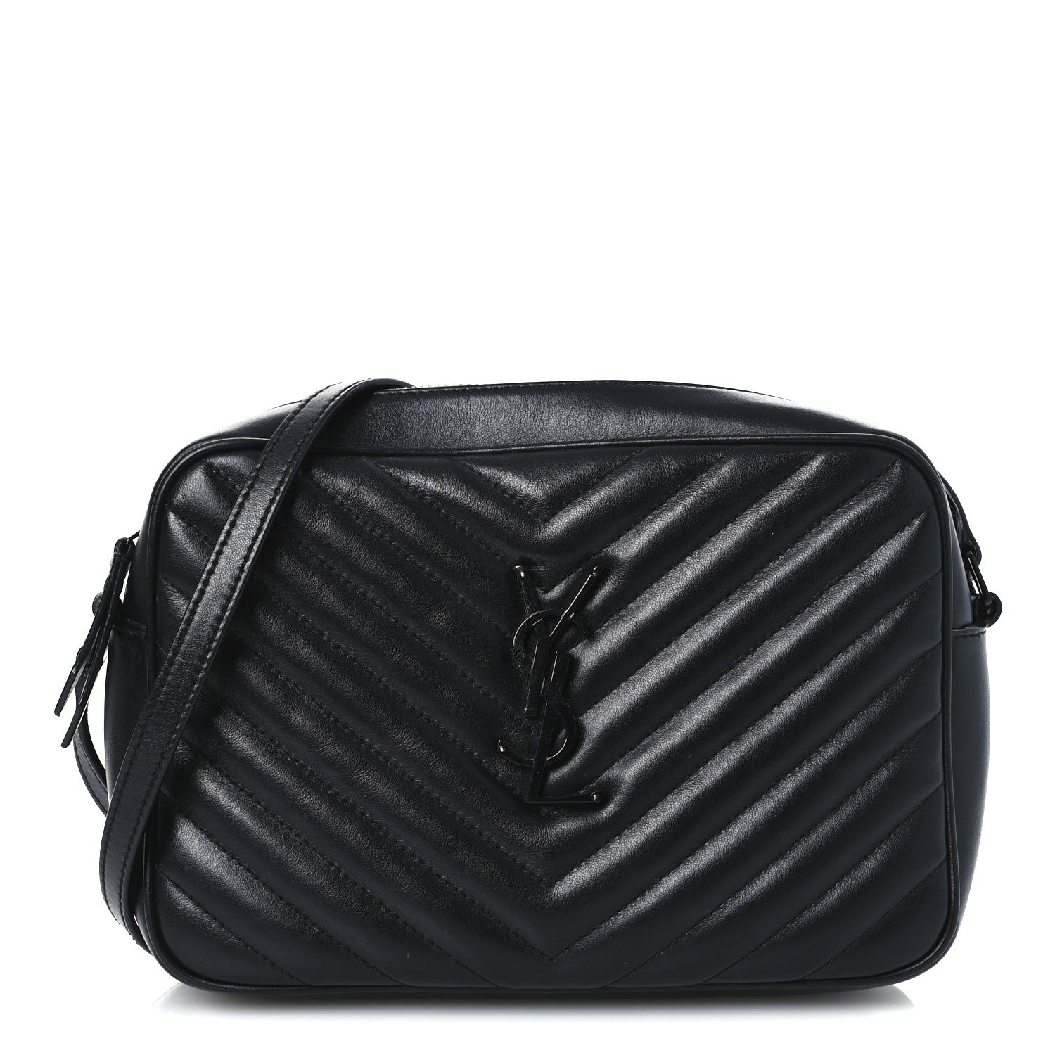 Calfskin Matelasse Monogram Monochrome Lou Camera Bag Black