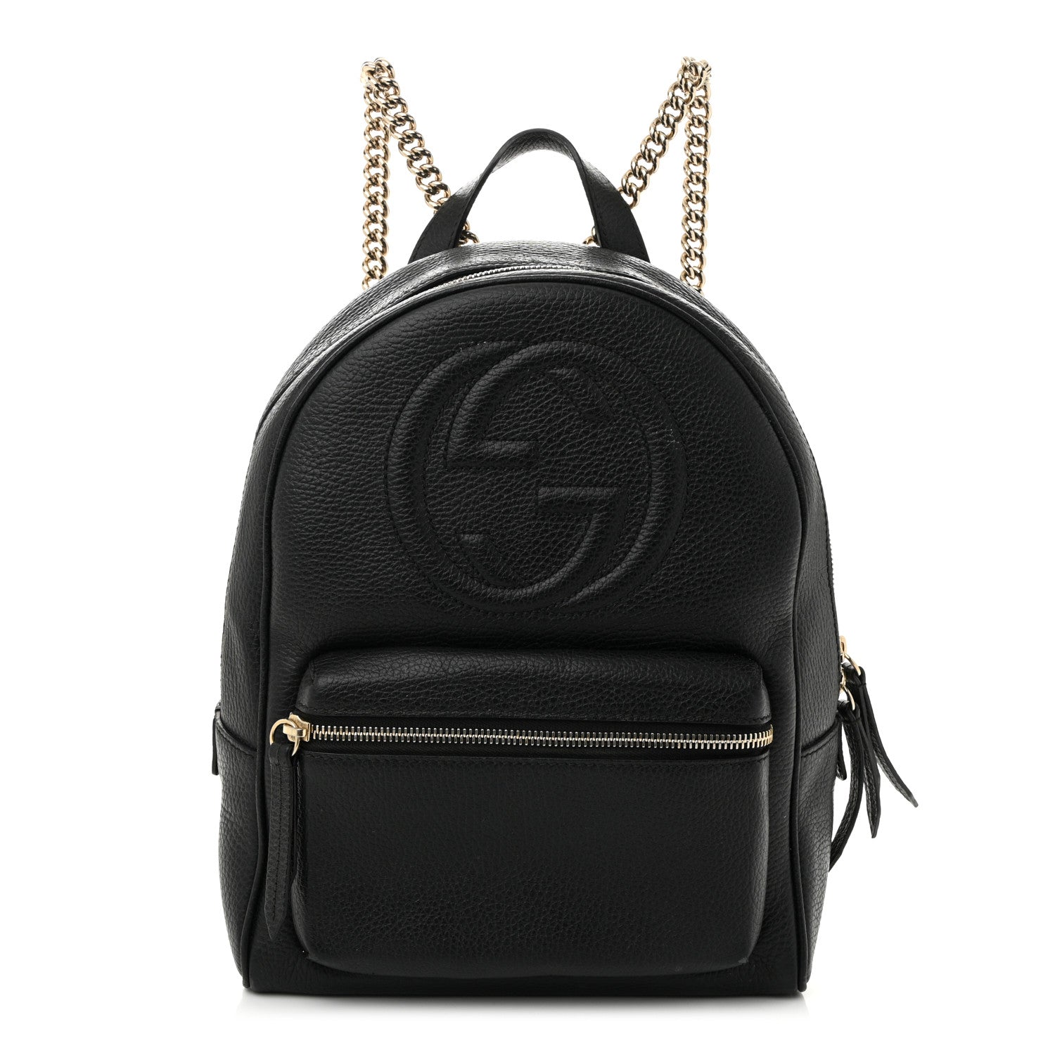 Pebbled Calfskin Soho Chain Backpack Black