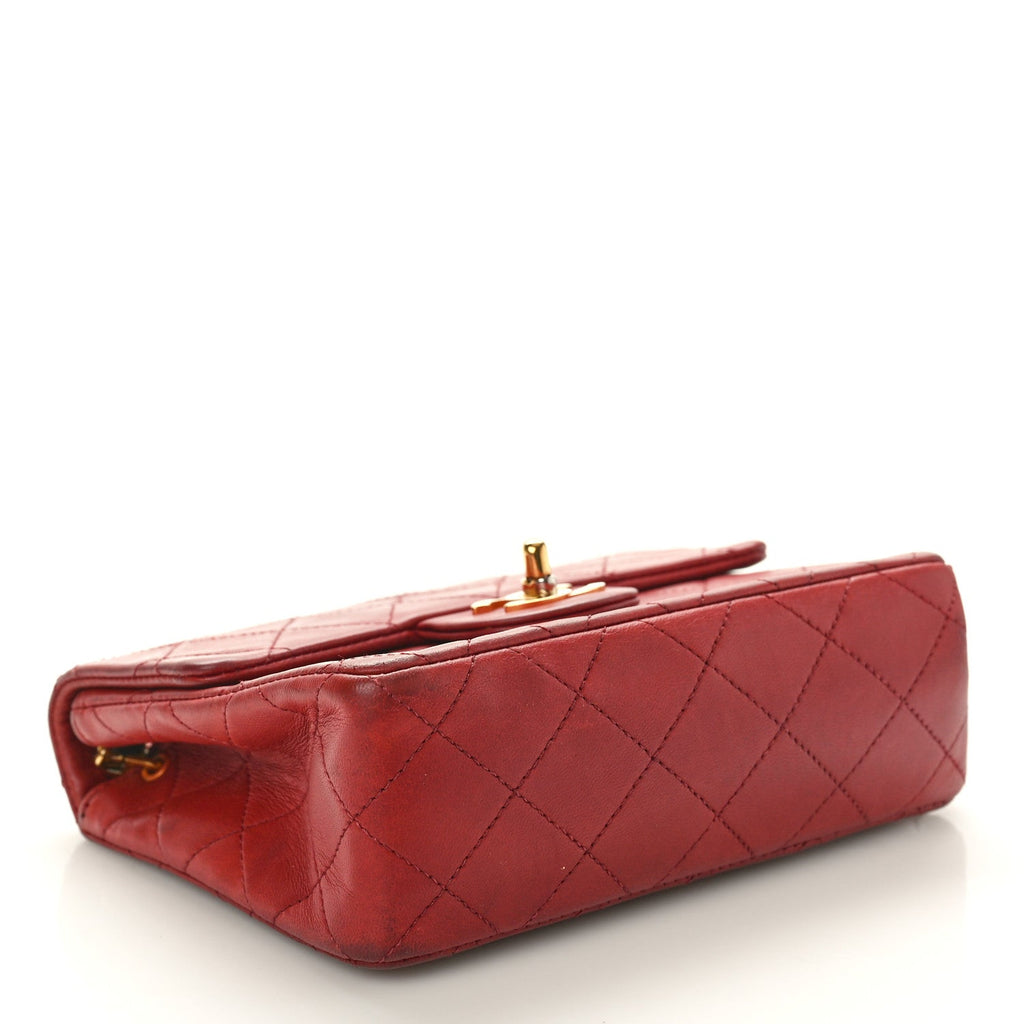 Lambskin Quilted Mini Square Flap Red