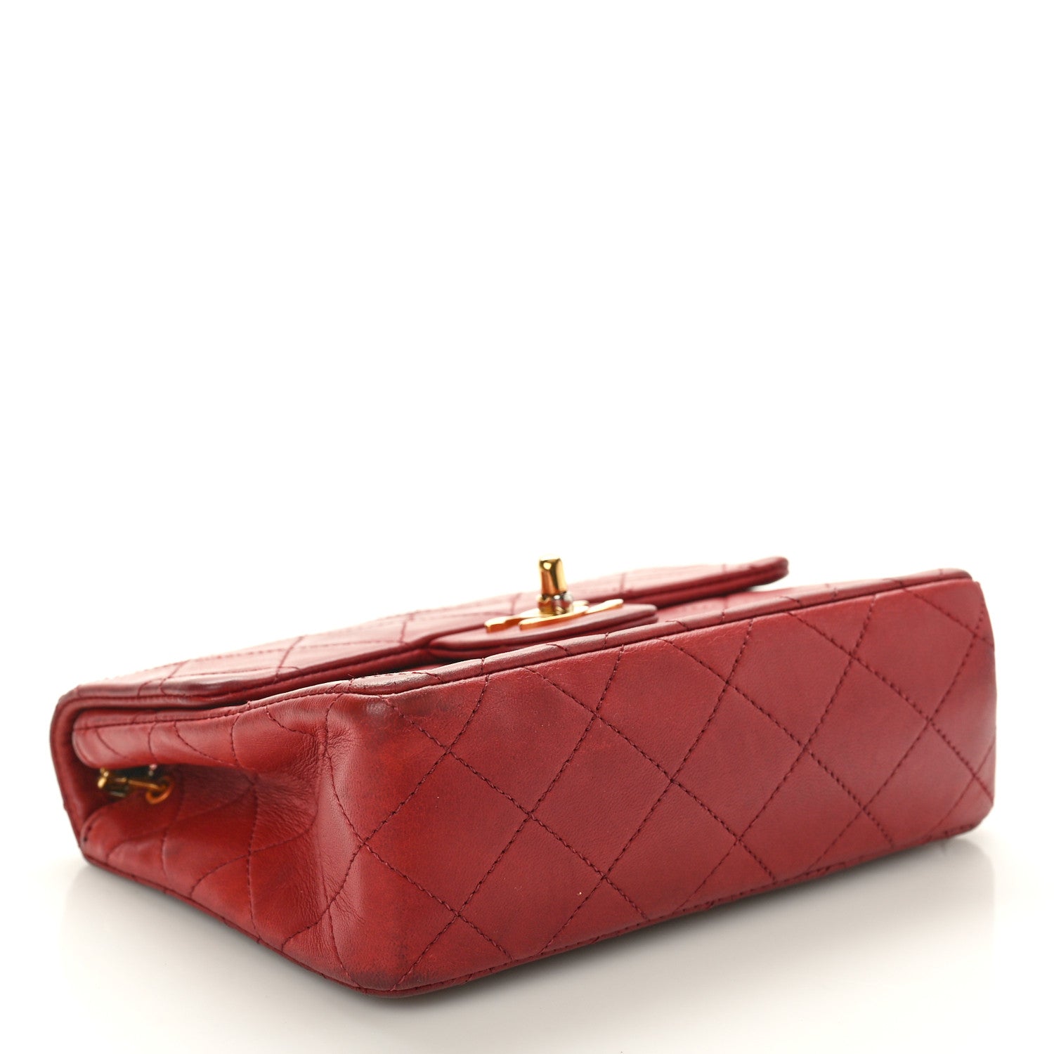 Lambskin Quilted Mini Square Flap Red