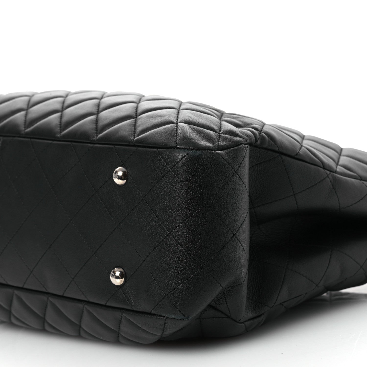 Calfskin Quilted Large CC Shopping Tote Black