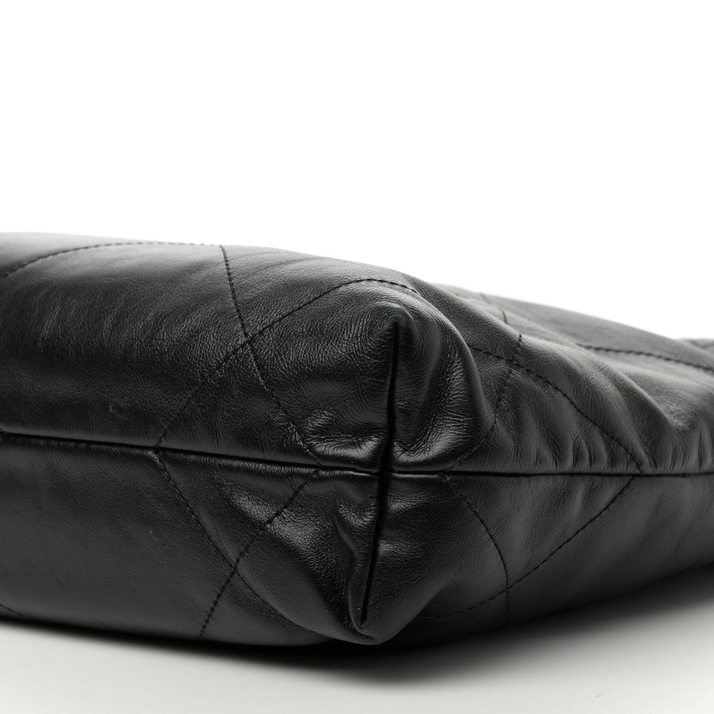 Shiny Calfskin Quilted Small Chanel 22 So Black