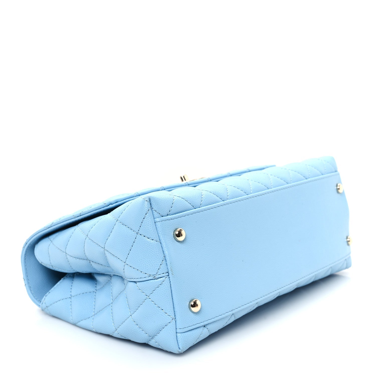 Caviar Quilted Small Coco Chain Handle Flap Blue