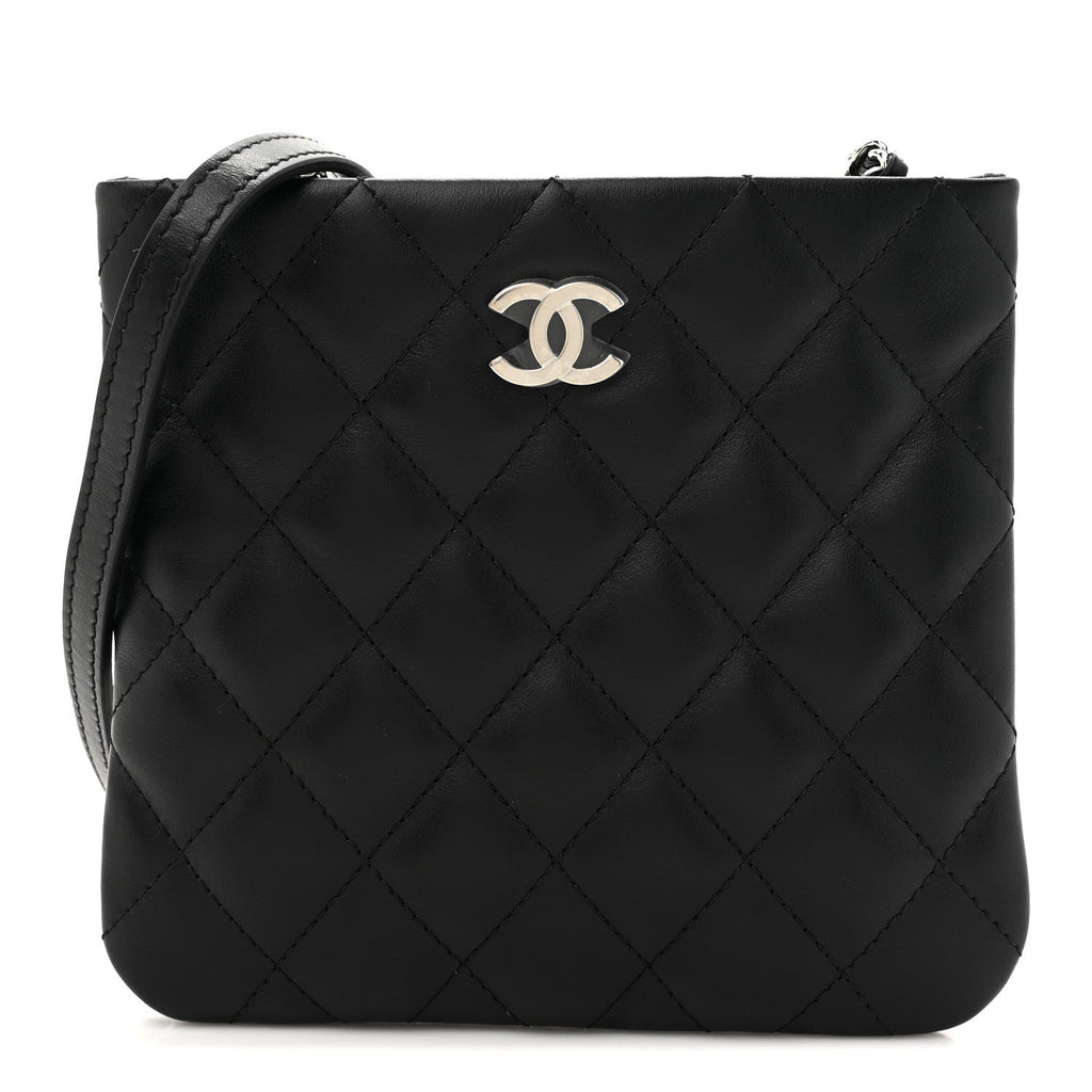 Lambskin Quilted Crossbody Bag Black