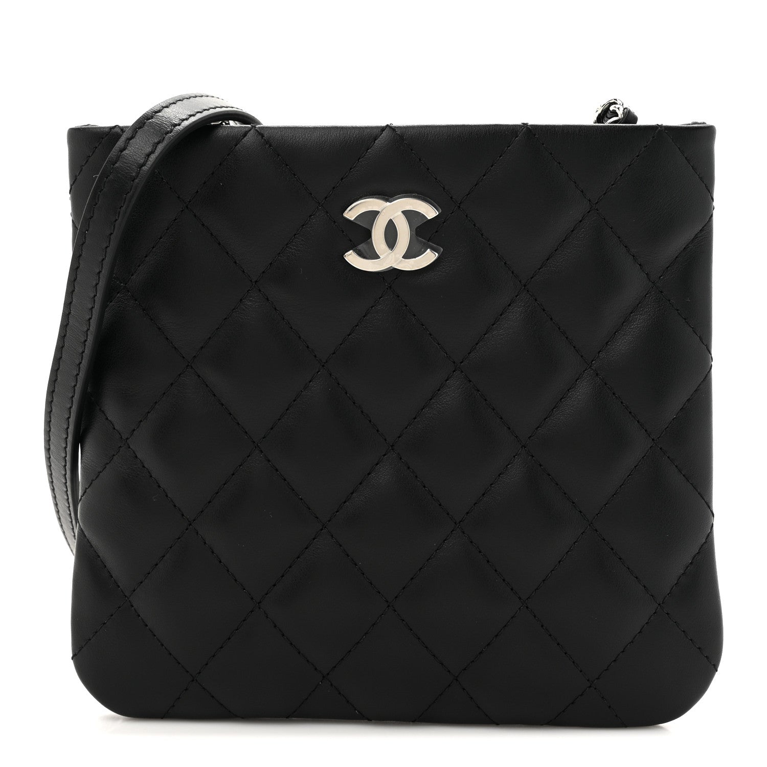 Lambskin Quilted Crossbody Bag Black
