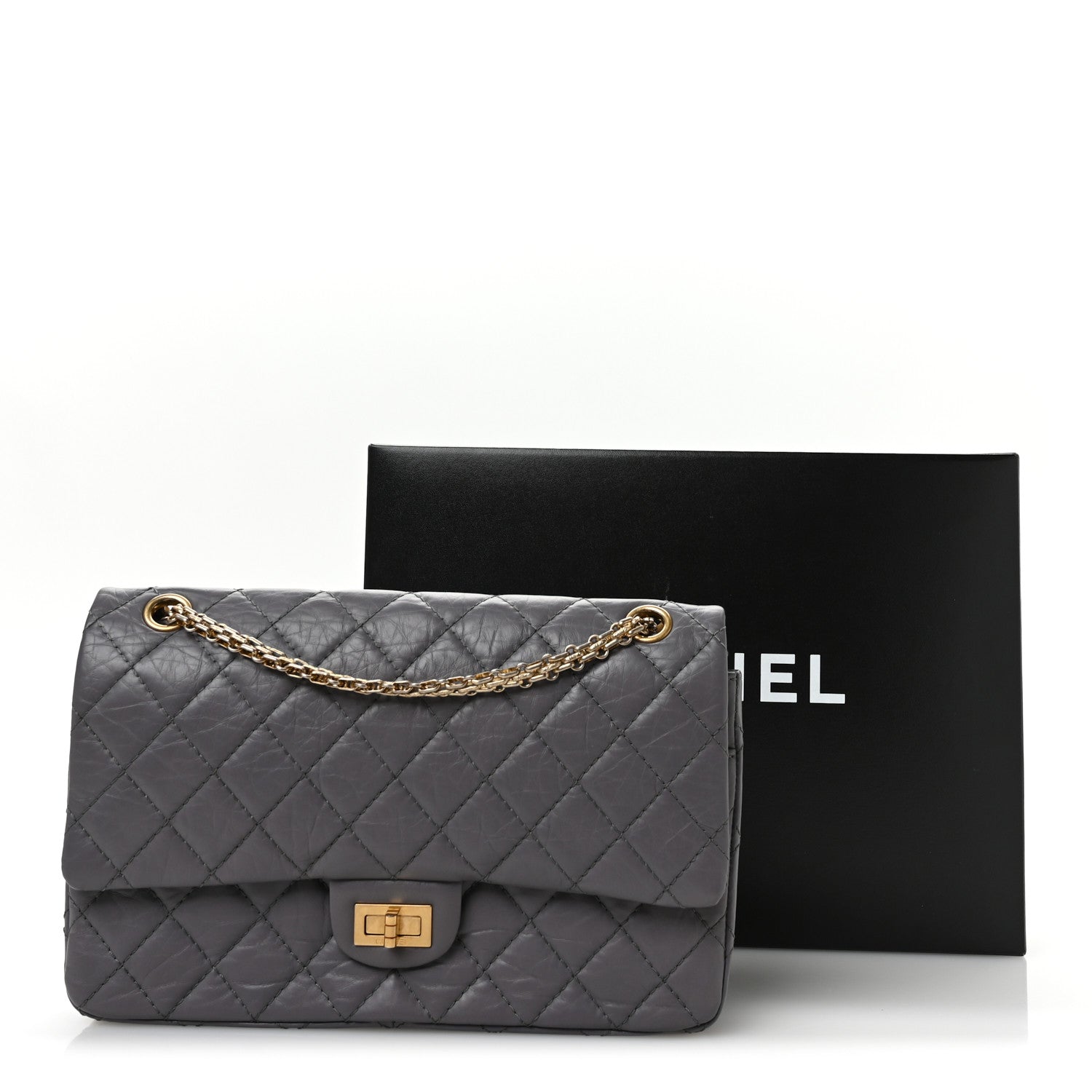 Aged Calfskin Quilted 2.55 Reissue 226 Flap Grey