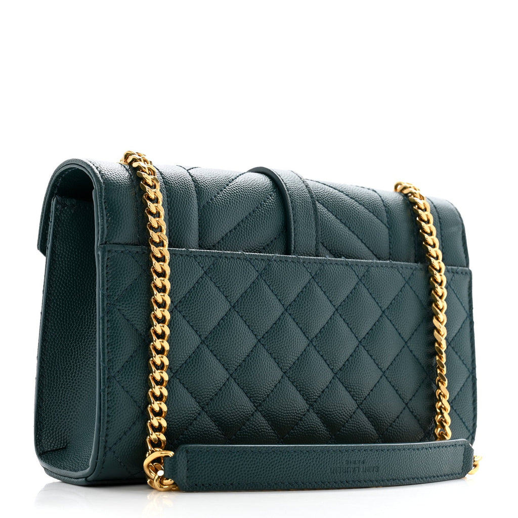 Grain De Poudre Textured Mixed Matelasse Triquilt Small Monogram Satchel Sea Turquoise