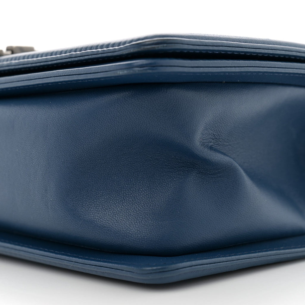 Lambskin Quilted Medium Boy Flap Blue