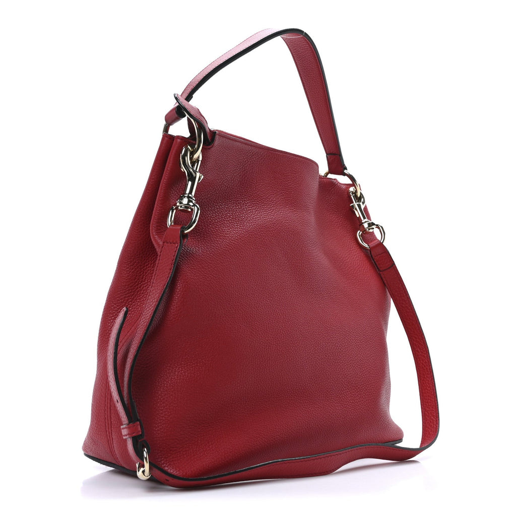 Pebbled Calfskin Large Soho Hobo Tabasco Red