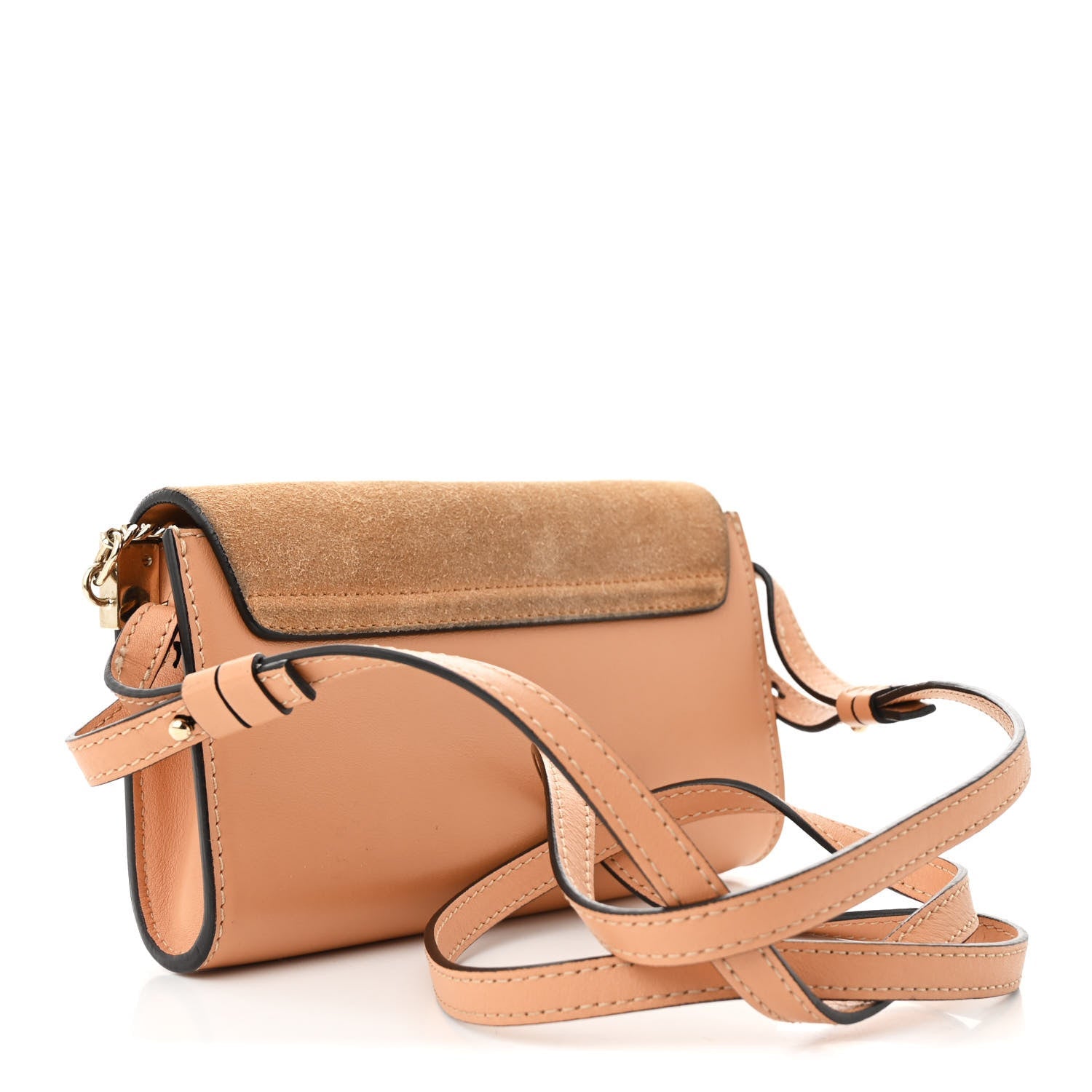 Suede Calfskin Small Faye Shoulder Bag Cement Pink