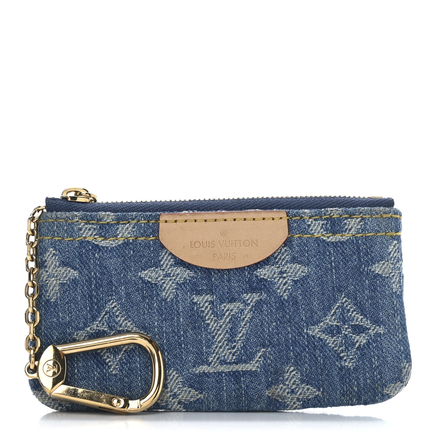 Monogram Denim Key Pouch Denim Blue