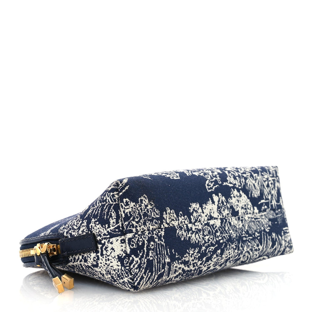 Embroidered Toile De Jouy 30 Montaigne Cosmetic Pouch Blue