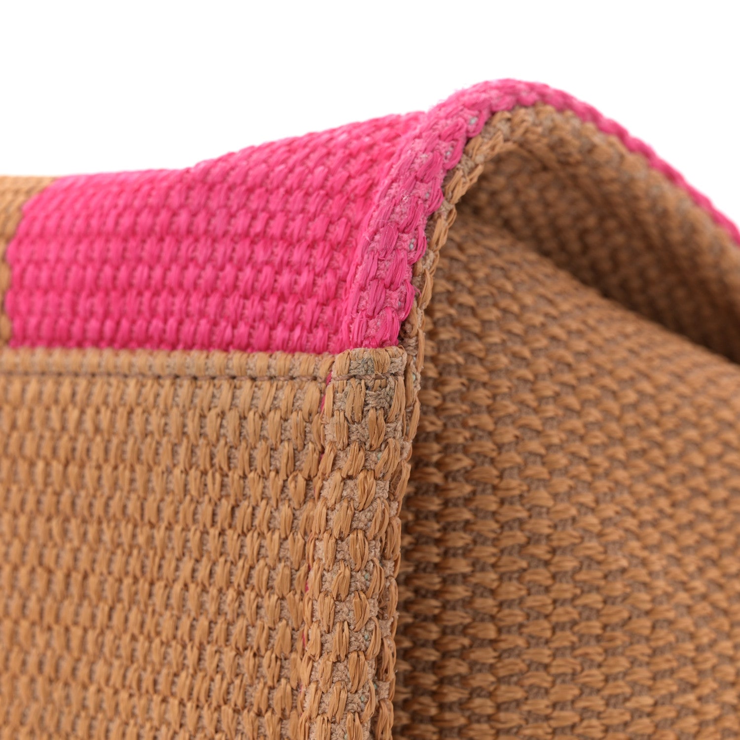 Straw Raffia Calfskin Striped Medium Deauville Tote Dark Beige Fuchsia Navy Blue