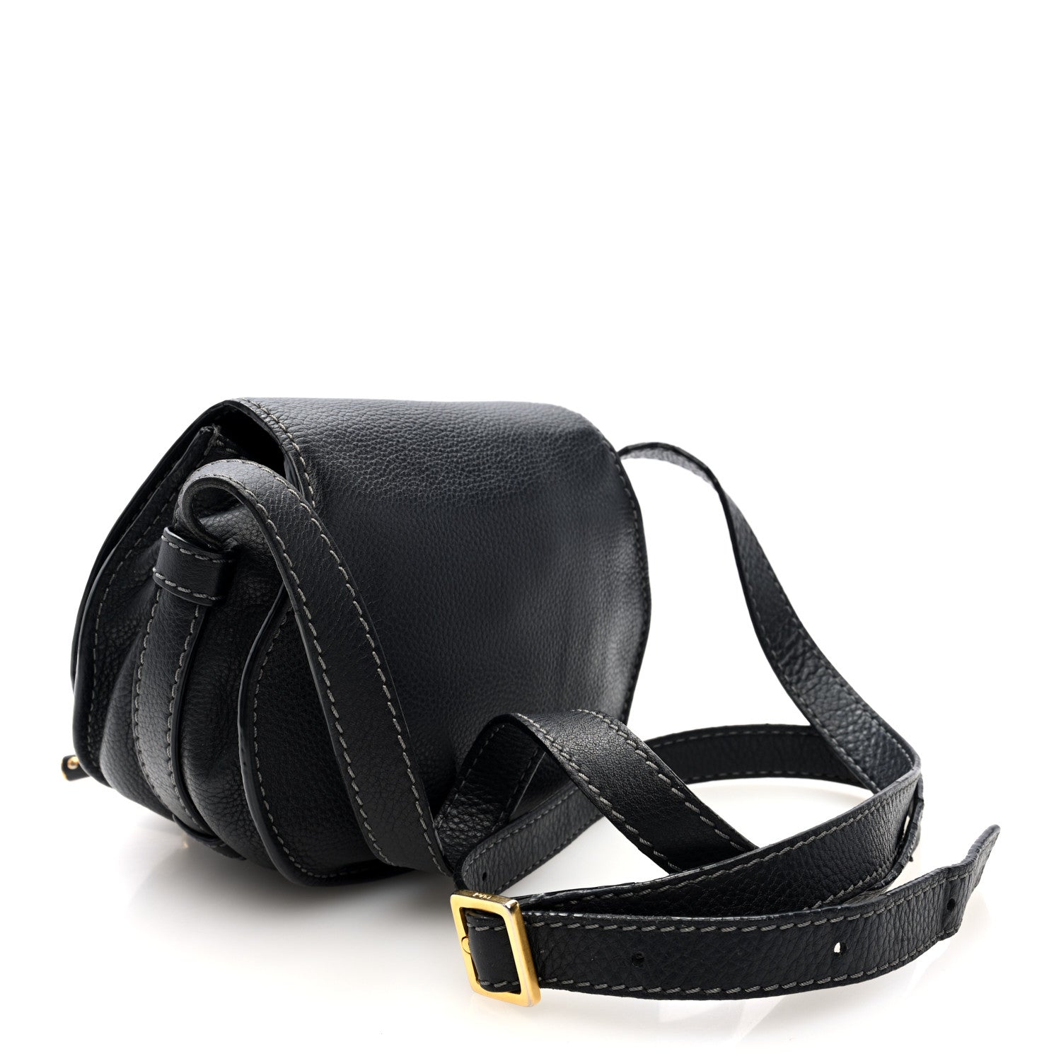 Calfskin Mini Marcie Round Crossbody Bag Black