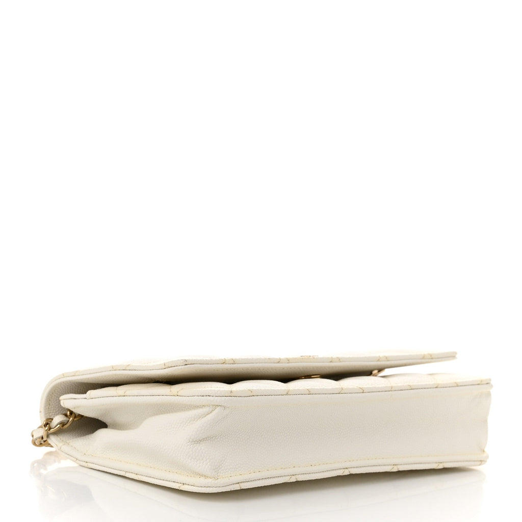 Caviar Quilted Wallet On Chain WOC White