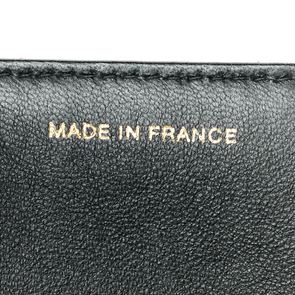 Calfskin Diamond Stitched Flap Shoulder Bag Black
