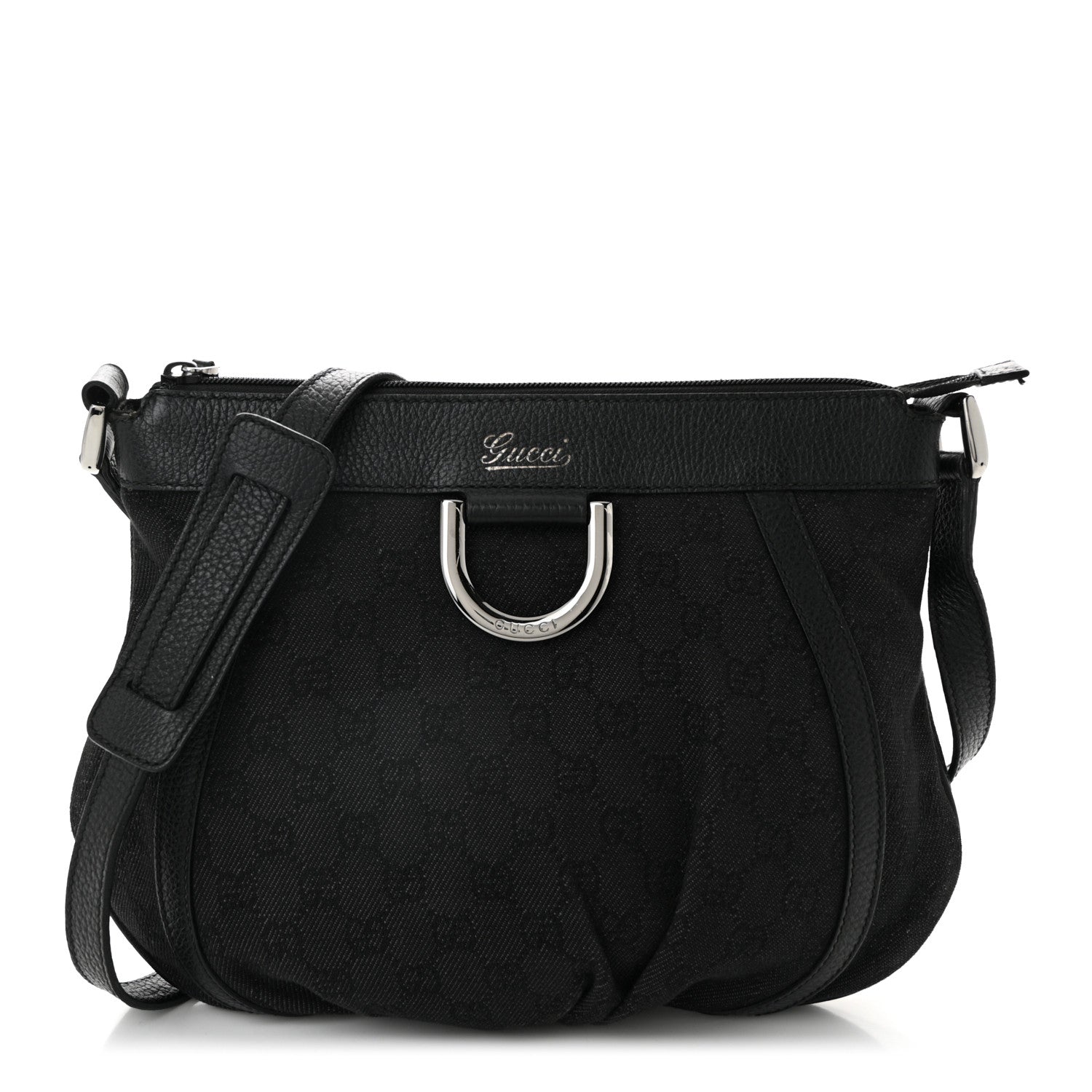 Denim Monogram Small D Silver Ring Messenger Black