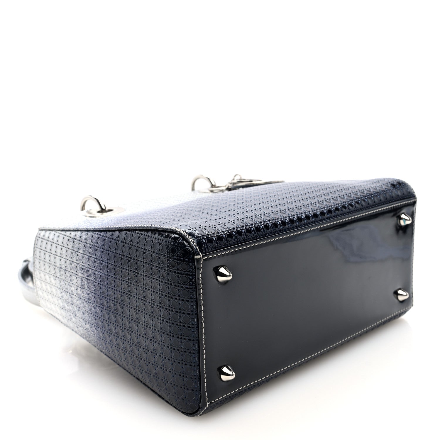 Metallic Patent Micro-Cannage Gradient Medium Lady Dior Silver Blue