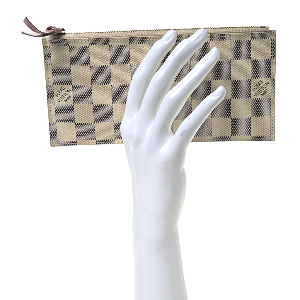 Damier Azur Felicie Chain Wallet Zippered Insert  Rose Ballerine