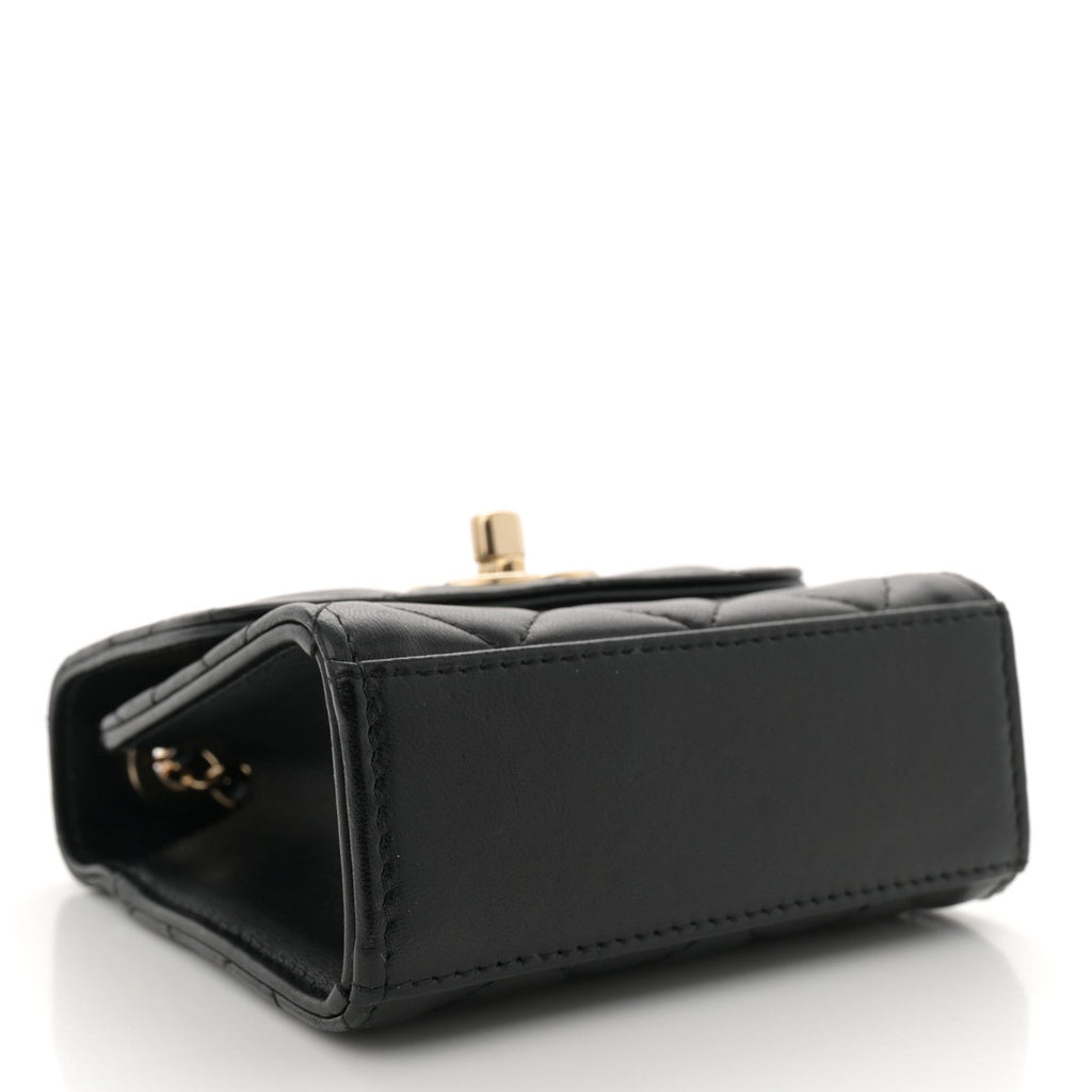 Lambskin Quilted Mini Trendy CC Chain Wallet Black
