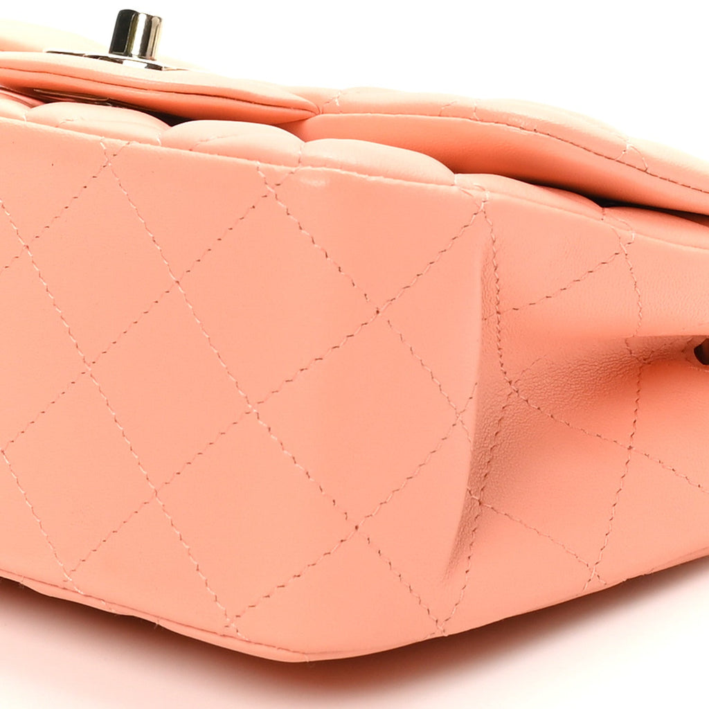 Lambskin Quilted Mini Square Flap Light Orange