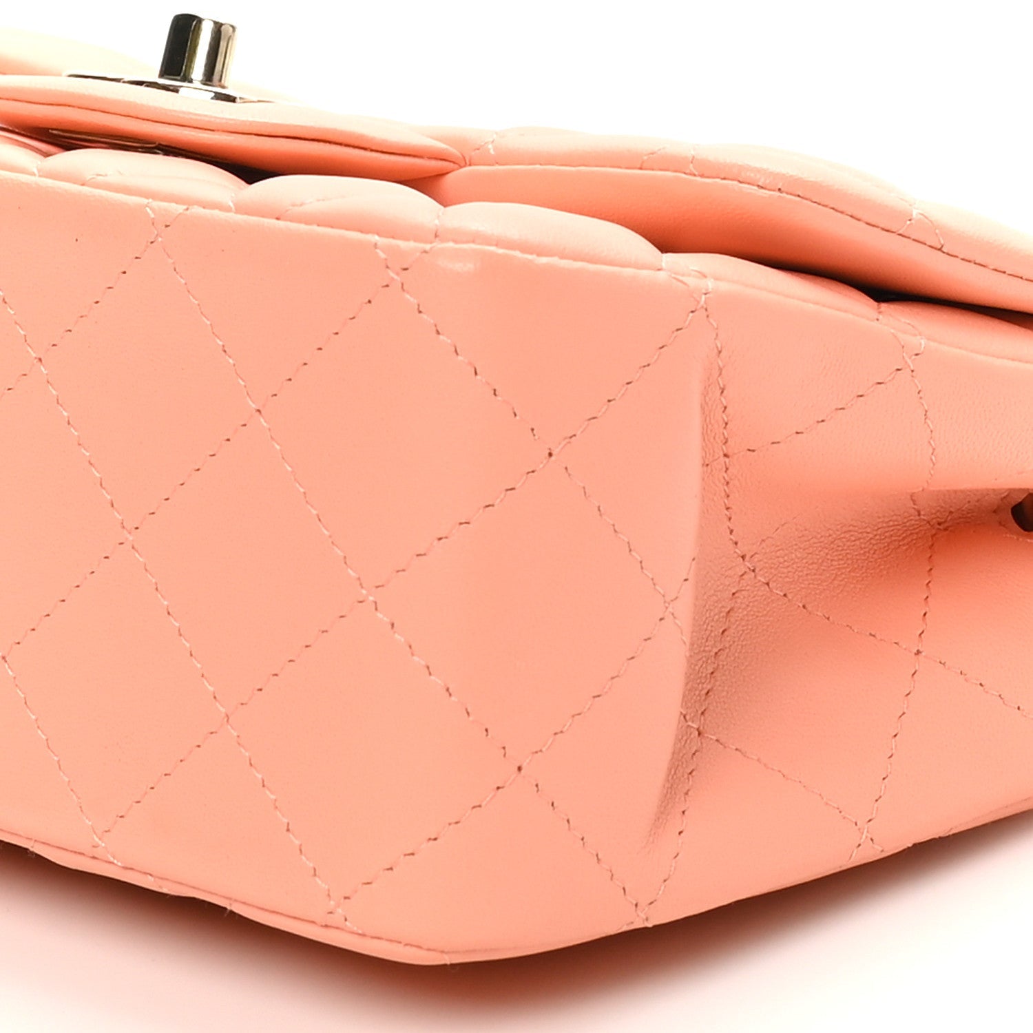 Lambskin Quilted Mini Square Flap Light Orange