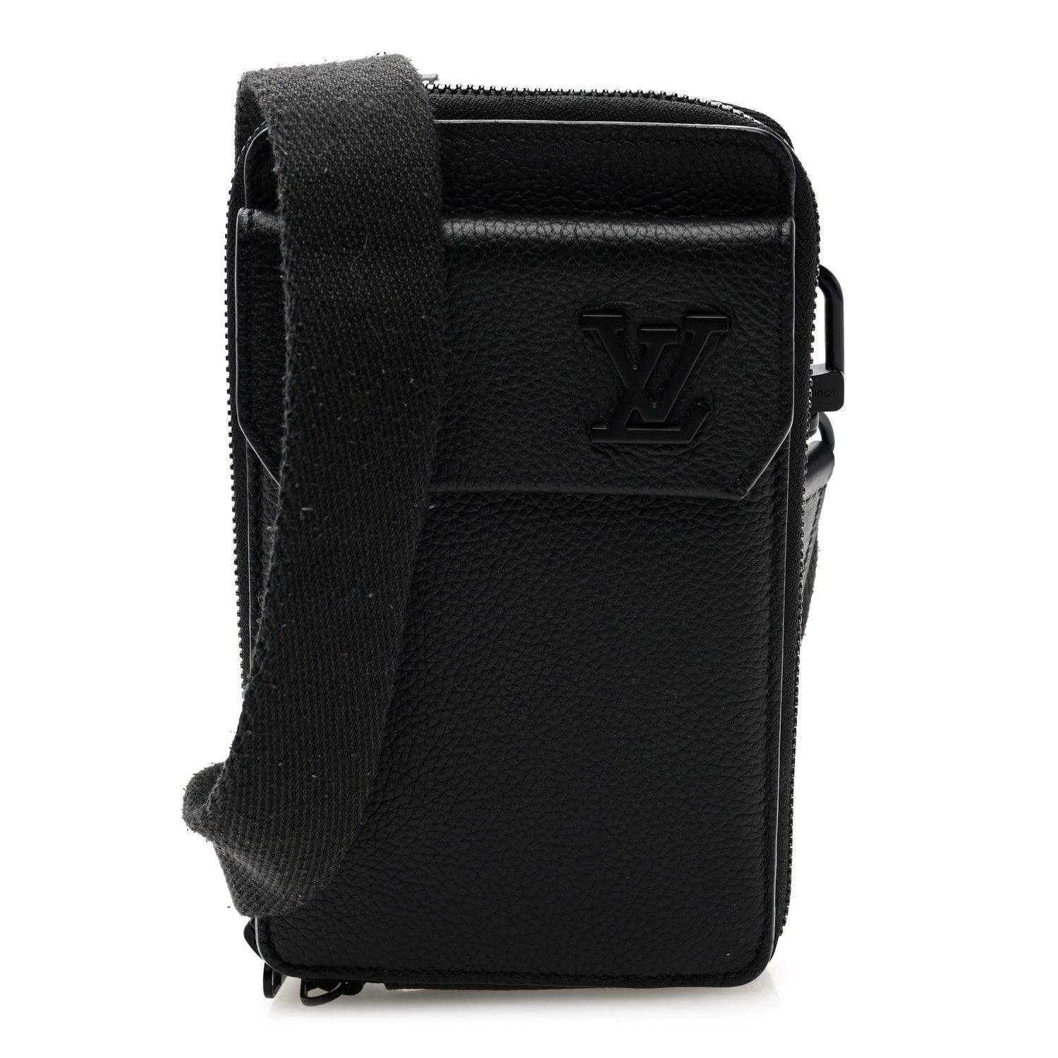 Grained Calfskin Aerogram Phone Pouch Black