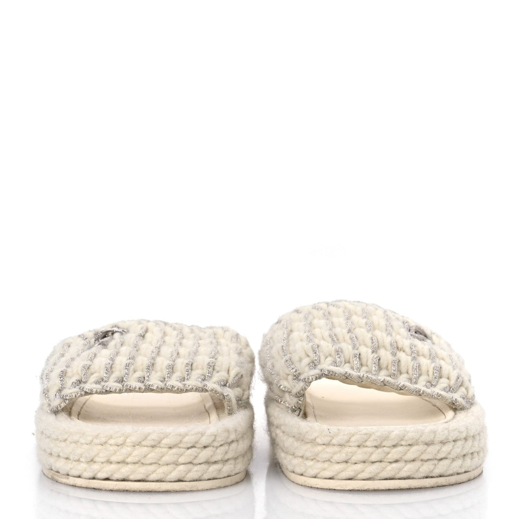 Braided Knit CC Mules 40 Ecru