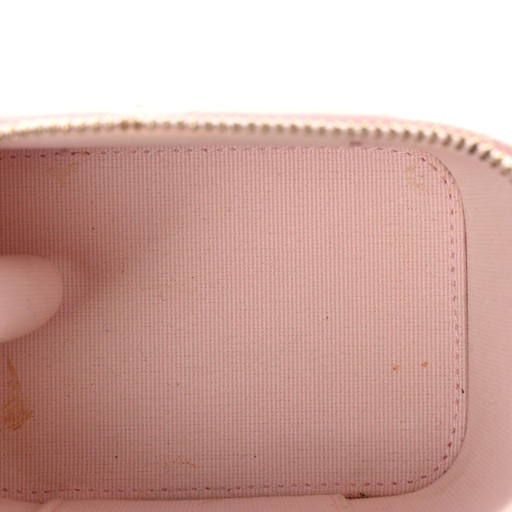 Lambskin Quilted Mini Vanity Case With Pearl Chain Light Pink