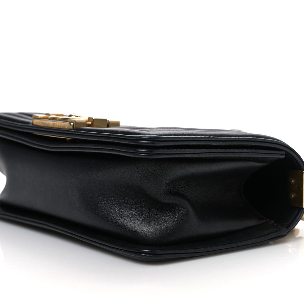 Calfskin Quilted Small Boy Flap Black