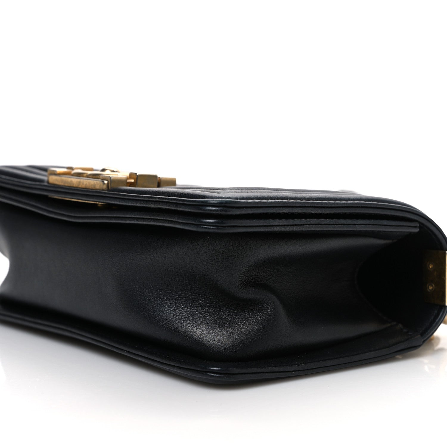 Calfskin Quilted Small Boy Flap Black