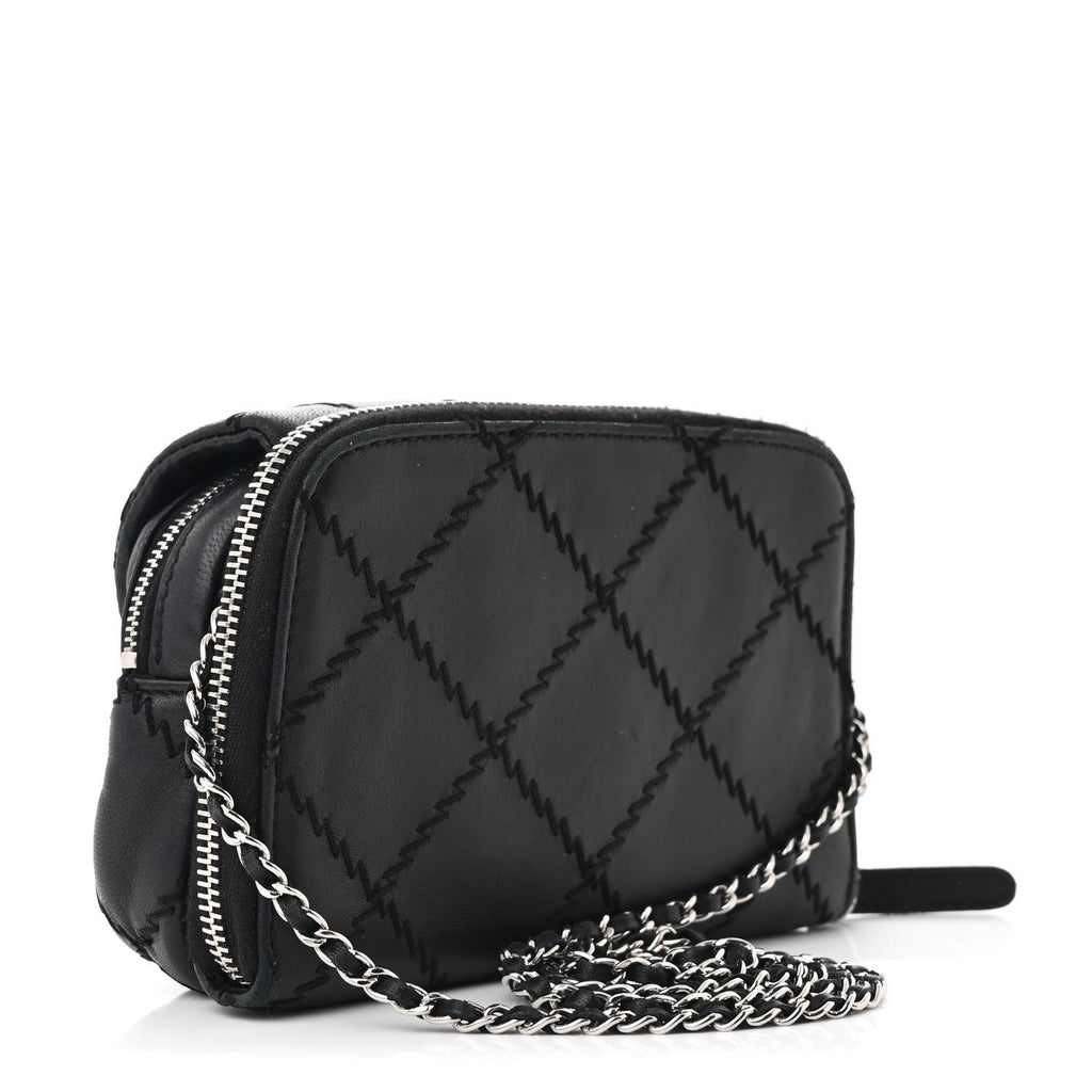 Lambskin Stitched New Mini Flap Black