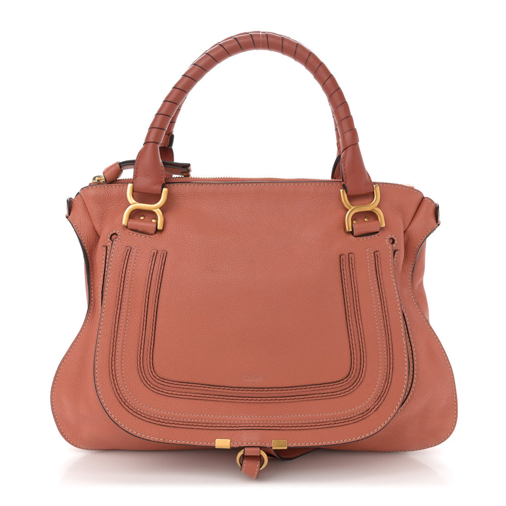 Calfskin Large Marcie Satchel Coral