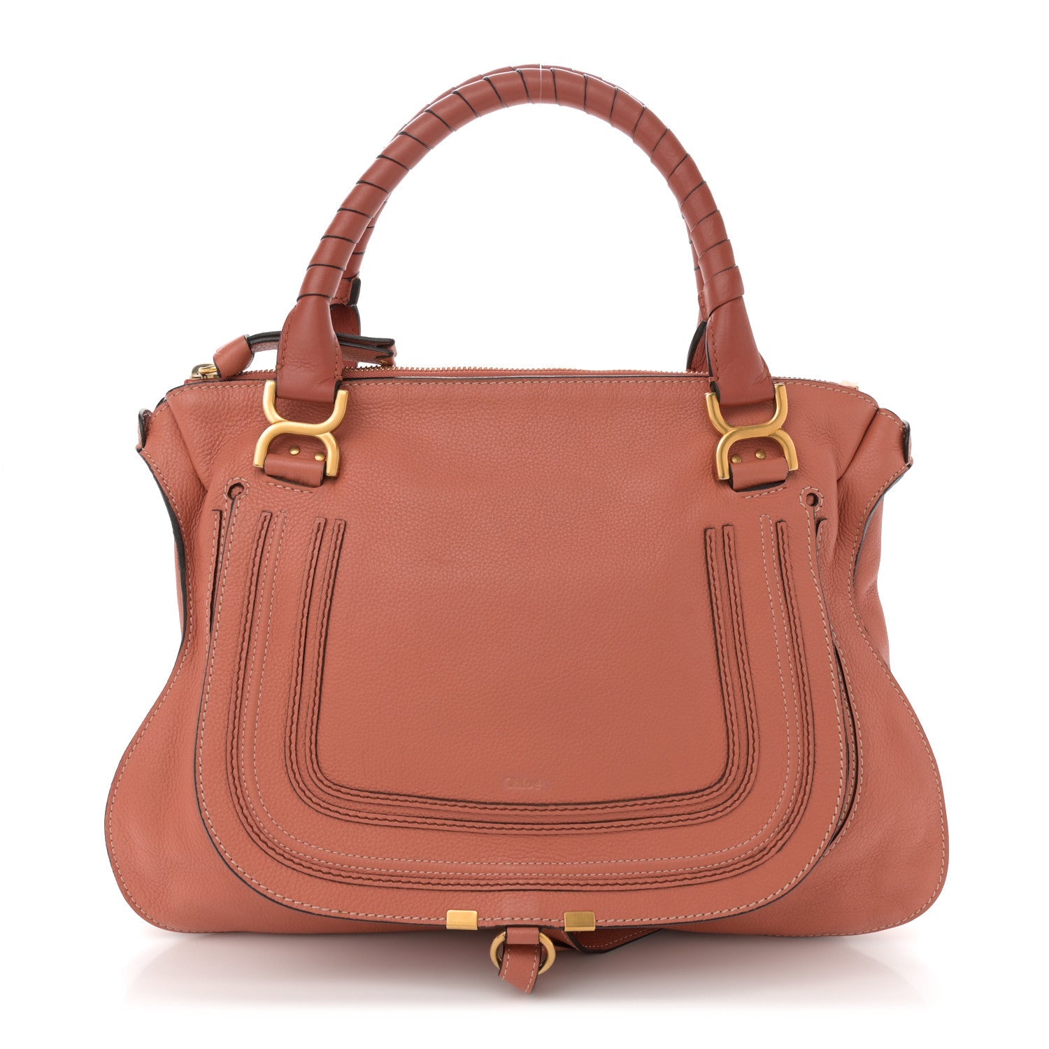 Calfskin Large Marcie Satchel Coral