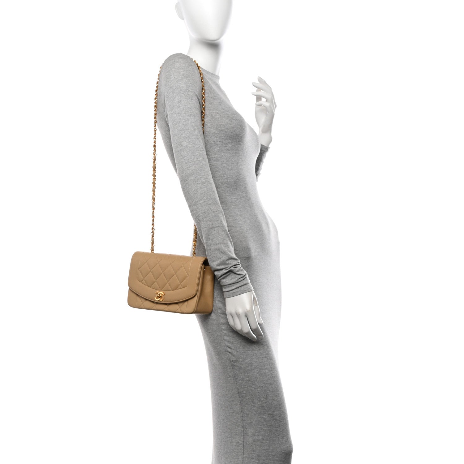 Lambskin Quilted Small Single Flap Beige