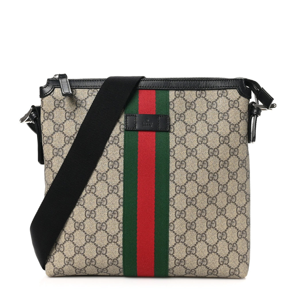 GG Supreme Monogram Web Messenger Bag Black