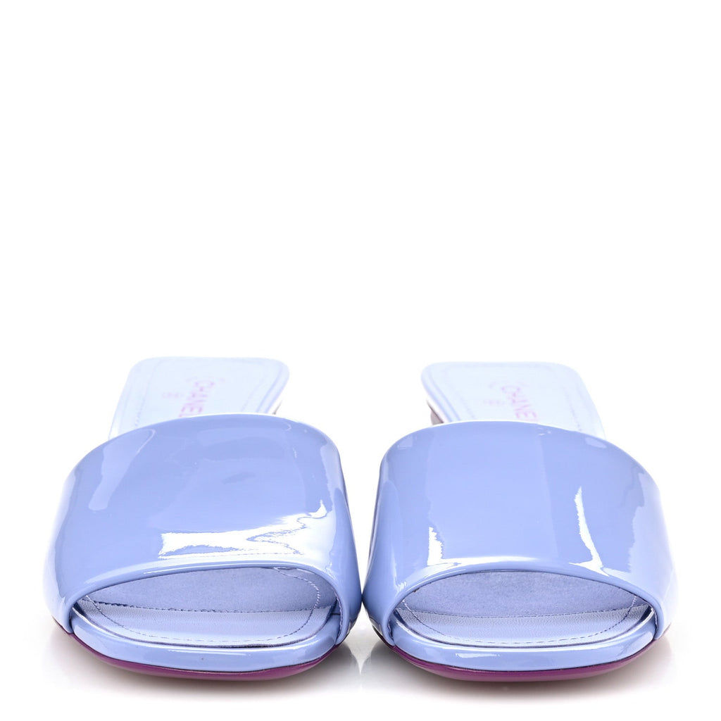 Patent Calfskin CC Mules 38 Light Purple Dark Purple