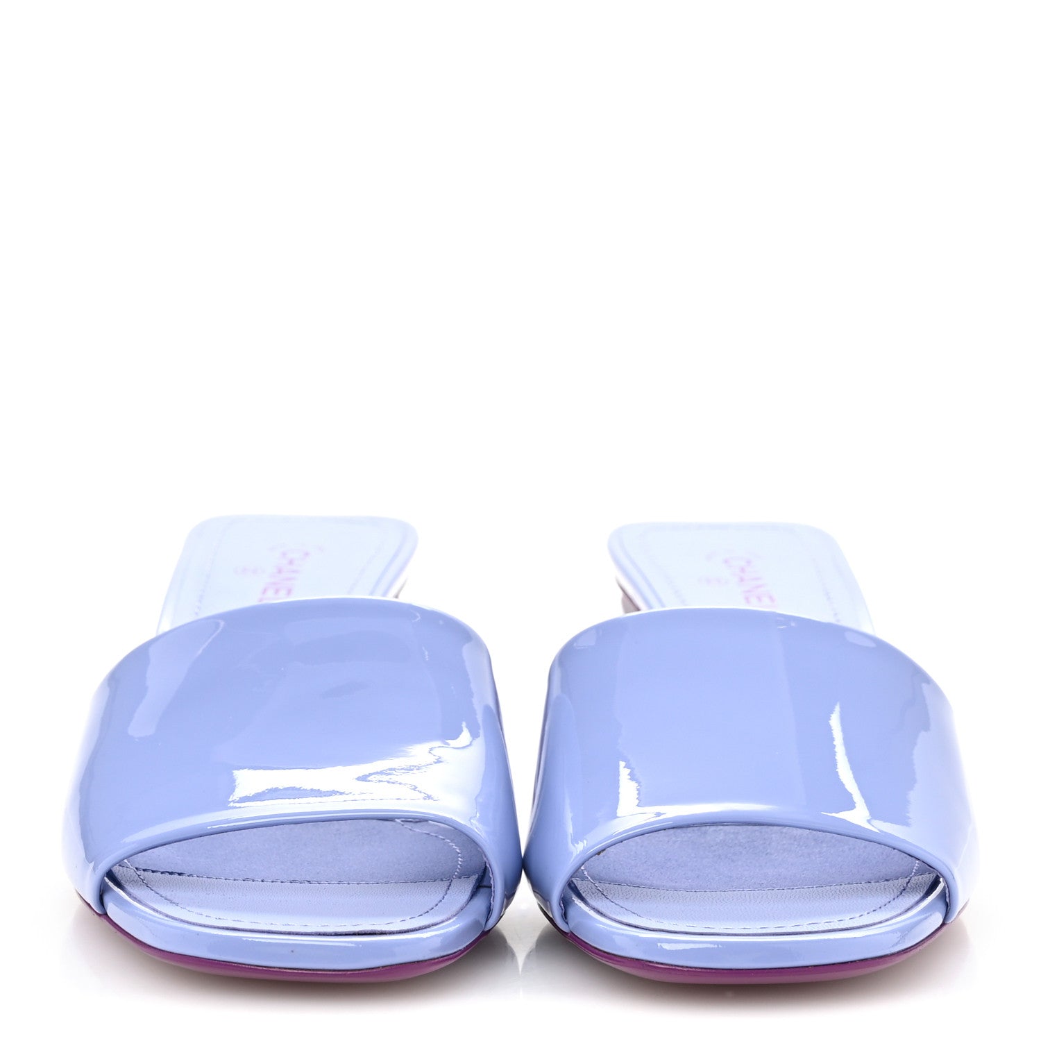 Patent Calfskin CC Mules 38 Light Purple Dark Purple