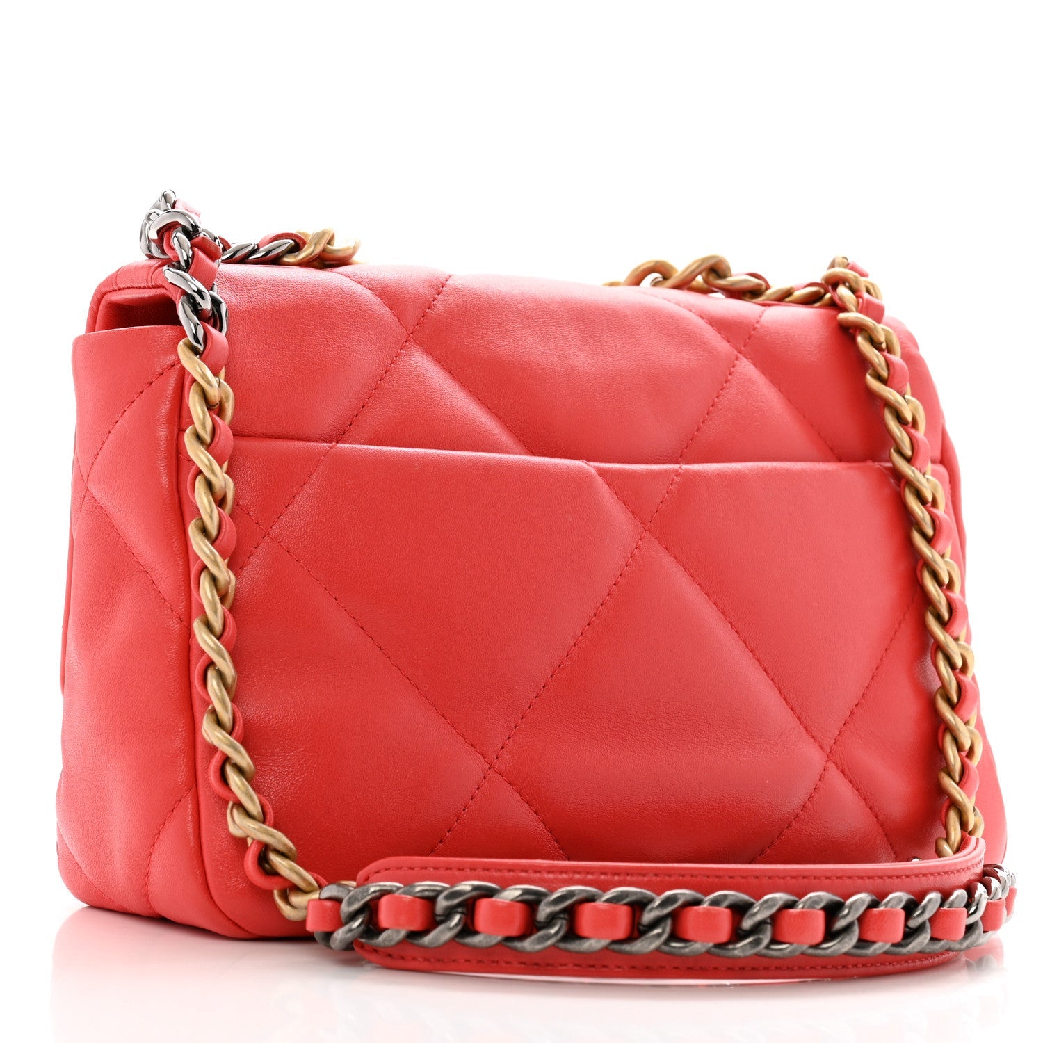 Lambskin Quilted Medium Chanel 19 Flap Red